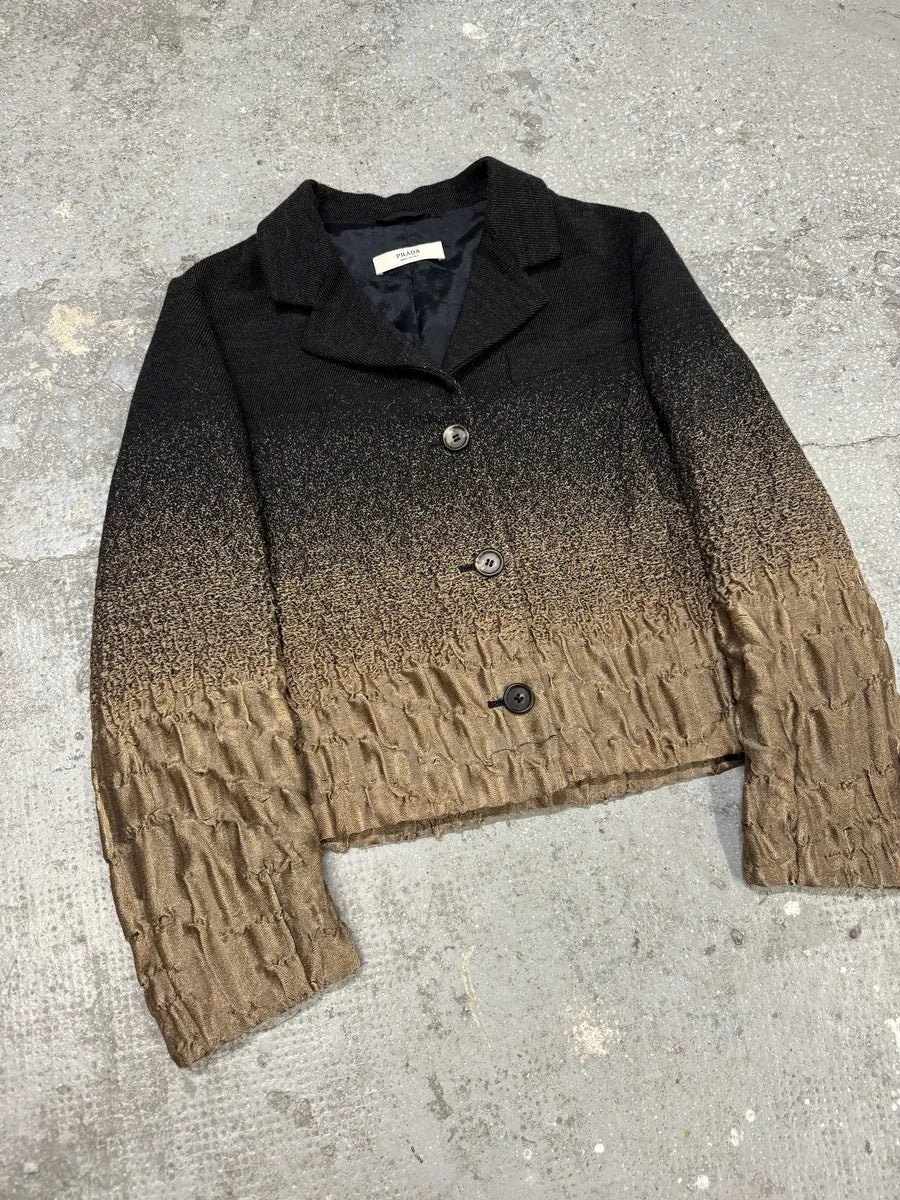 FW2007 Prada Plissed Bicolor Blazer Jacket (M/L) 3