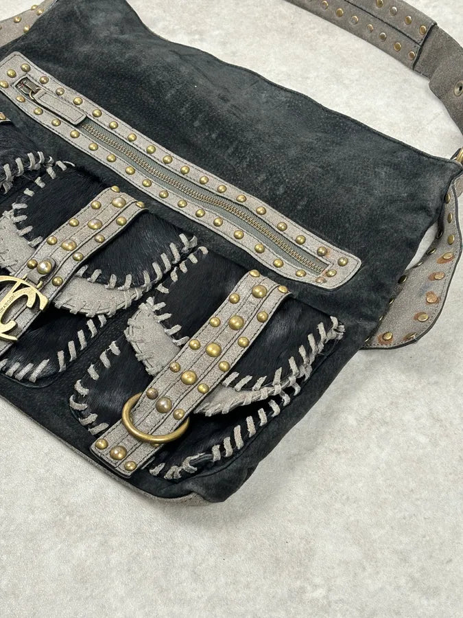 AW2008 Cavalli Black Fur Suede Shoulder Bag  UOqeUvd 4
