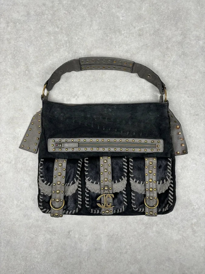 AW2008 Cavalli Black Fur Suede Shoulder Bag  UOqeUvd 0