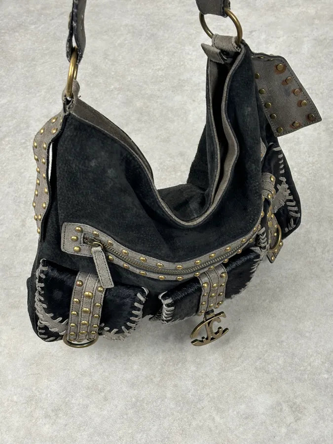 AW2008 Cavalli Black Fur Suede Shoulder Bag  UOqeUvd 8
