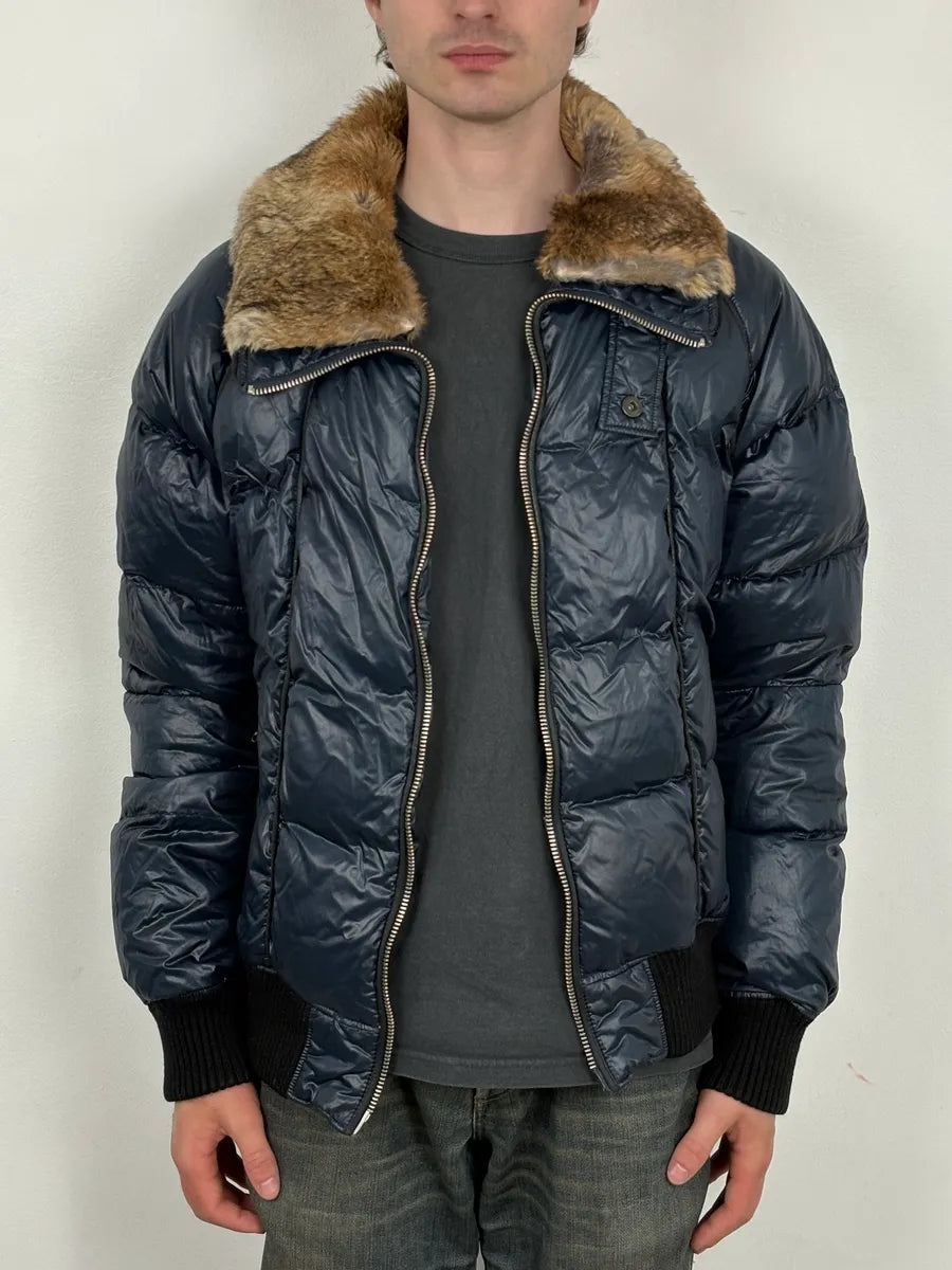 FW2008 Cavalli Fur Collar Navy Puffer Jacket LzFtviz 1