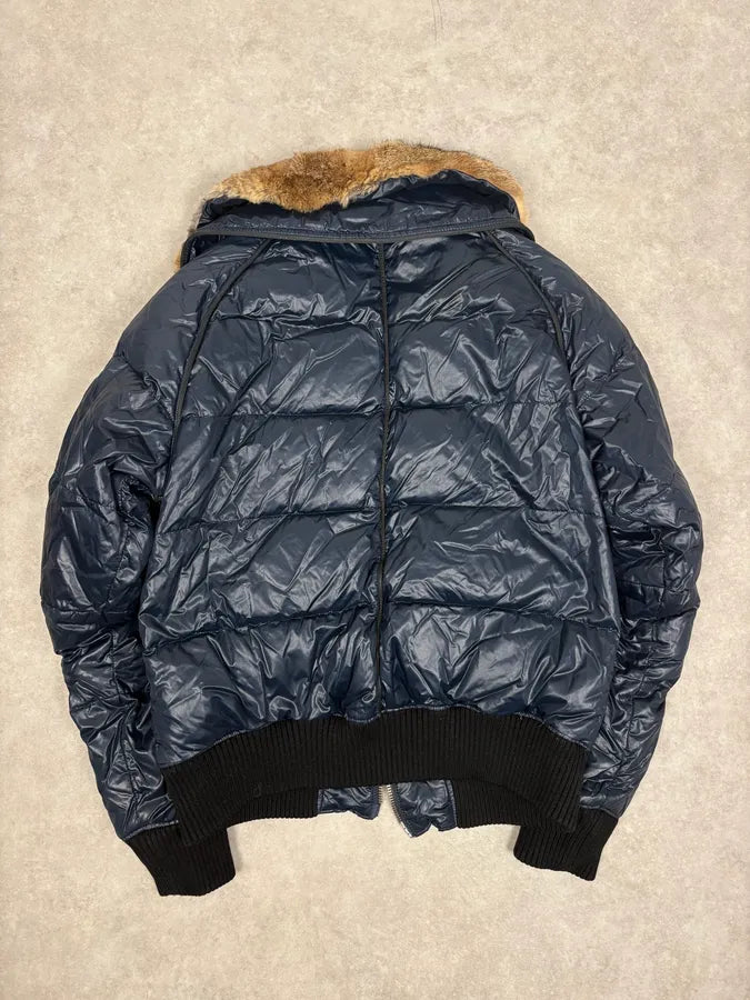 FW2008 Cavalli Fur Collar Navy Puffer Jacket LzFtviz 5