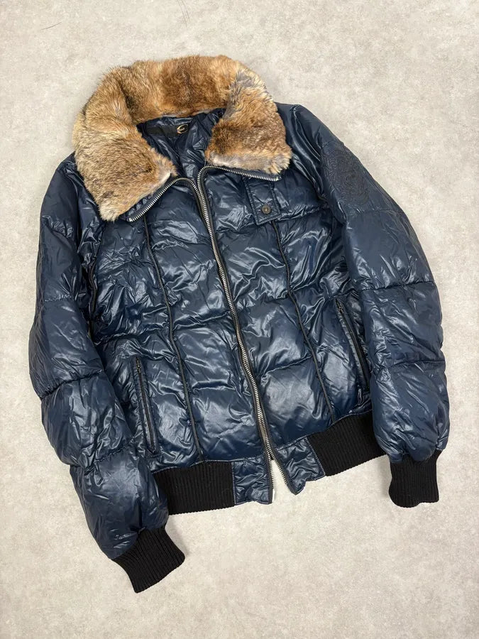 FW2008 Cavalli Fur Collar Navy Puffer Jacket LzFtviz 3