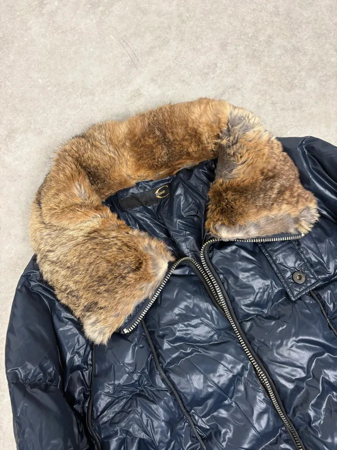 FW2008 Cavalli Fur Collar Navy Puffer Jacket LzFtviz 4