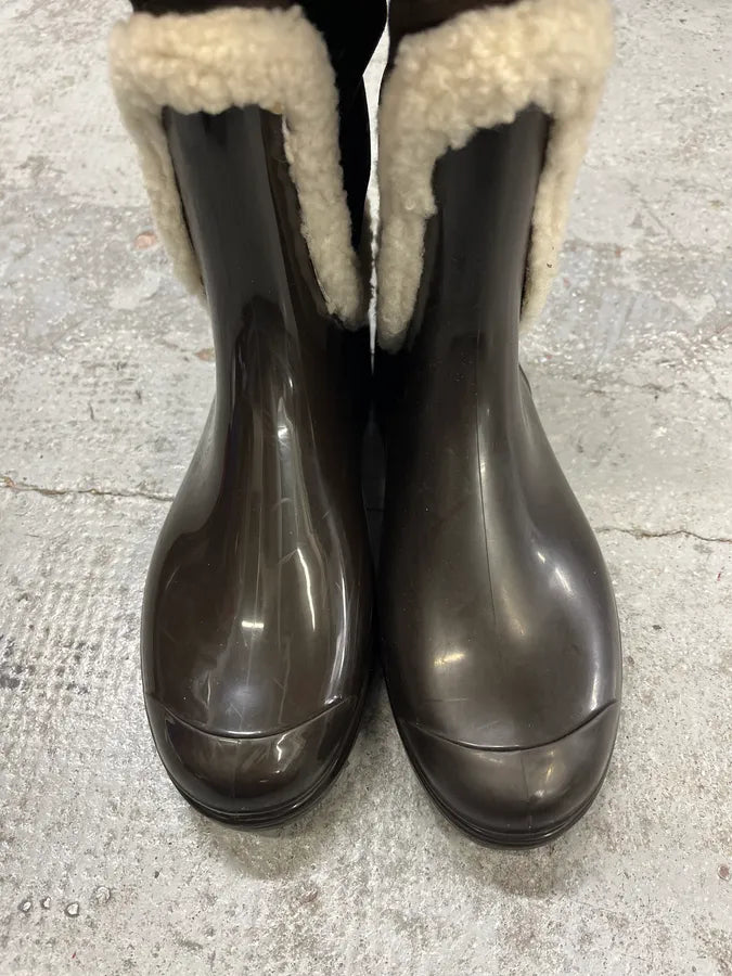 FW2008 Dolce & Gabbana Black & Brown Shearling Leather Boots fVZMucb 3