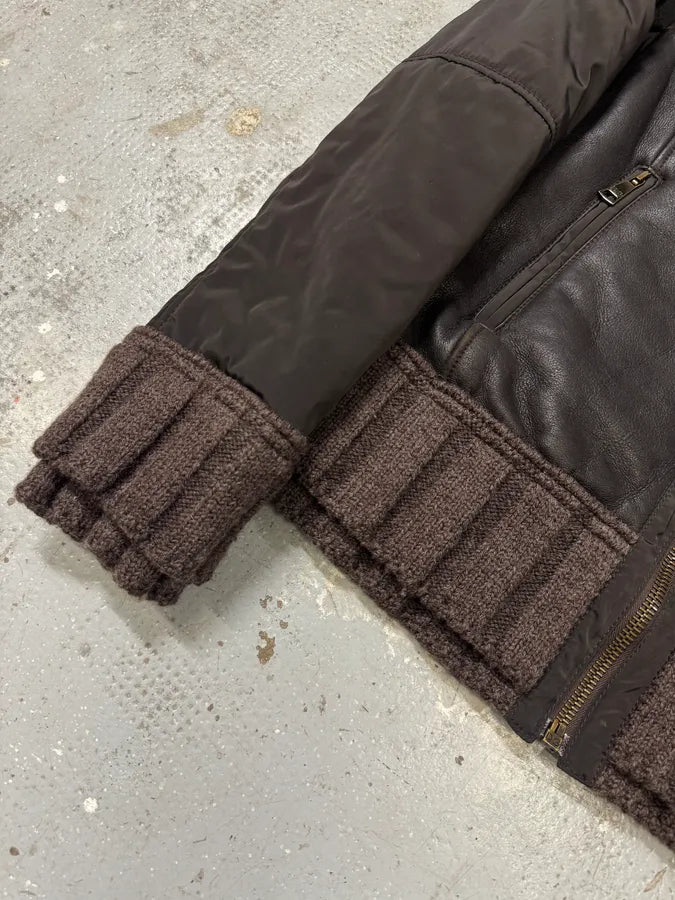 FW2008 Dolce & Gabbana Black Hybrid Faux Fur Collar Leather Jacket (L) VfENngn 6