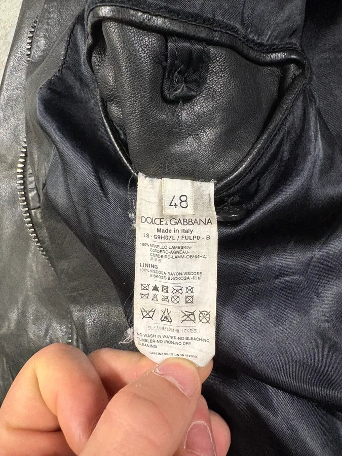 FW2008 Dolce & Gabbana Black Premium Lamb Leather Jacket (S) PnunAya 10