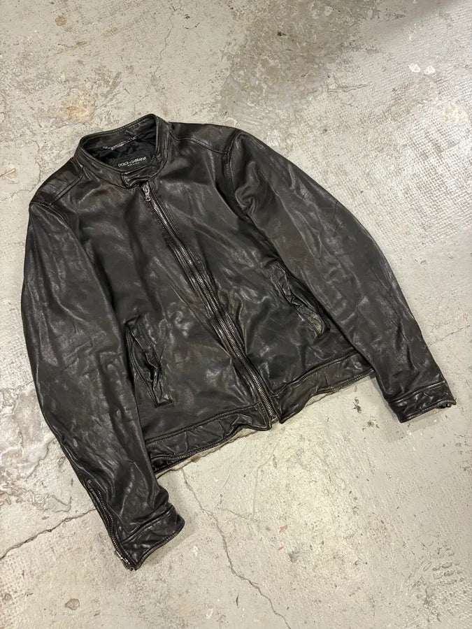 FW2008 Dolce & Gabbana Black Premium Lamb Leather Jacket (S) PnunAya 3