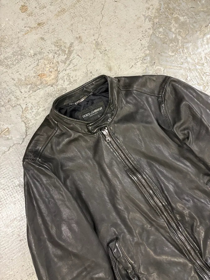 FW2008 Dolce & Gabbana Black Premium Lamb Leather Jacket (S) PnunAya 4