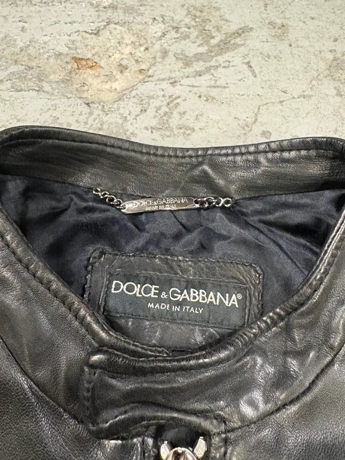 FW2008 Dolce & Gabbana Black Premium Lamb Leather Jacket (S) PnunAya 9