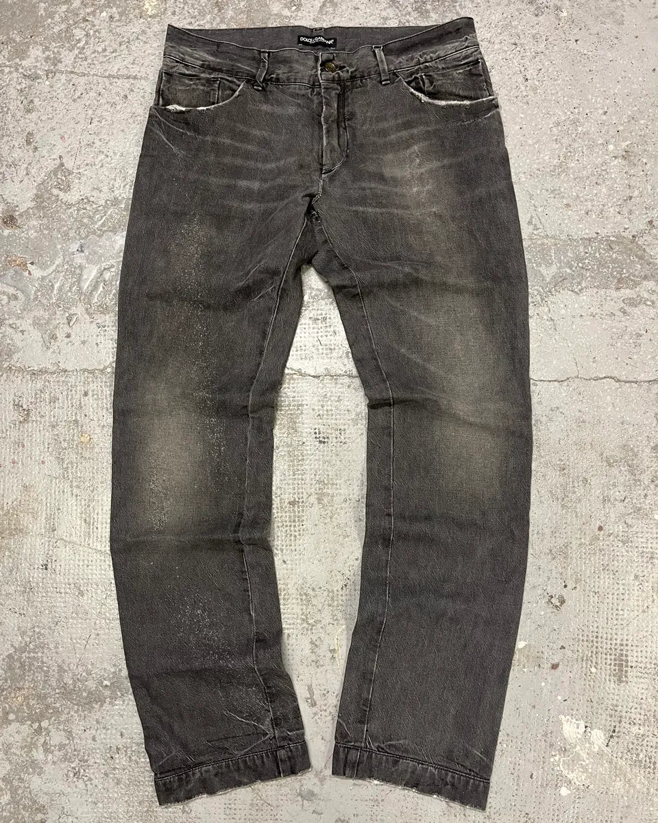 FW2008 Dolce & Gabbana Grey Raw Denim Jeans egZDDLO 0