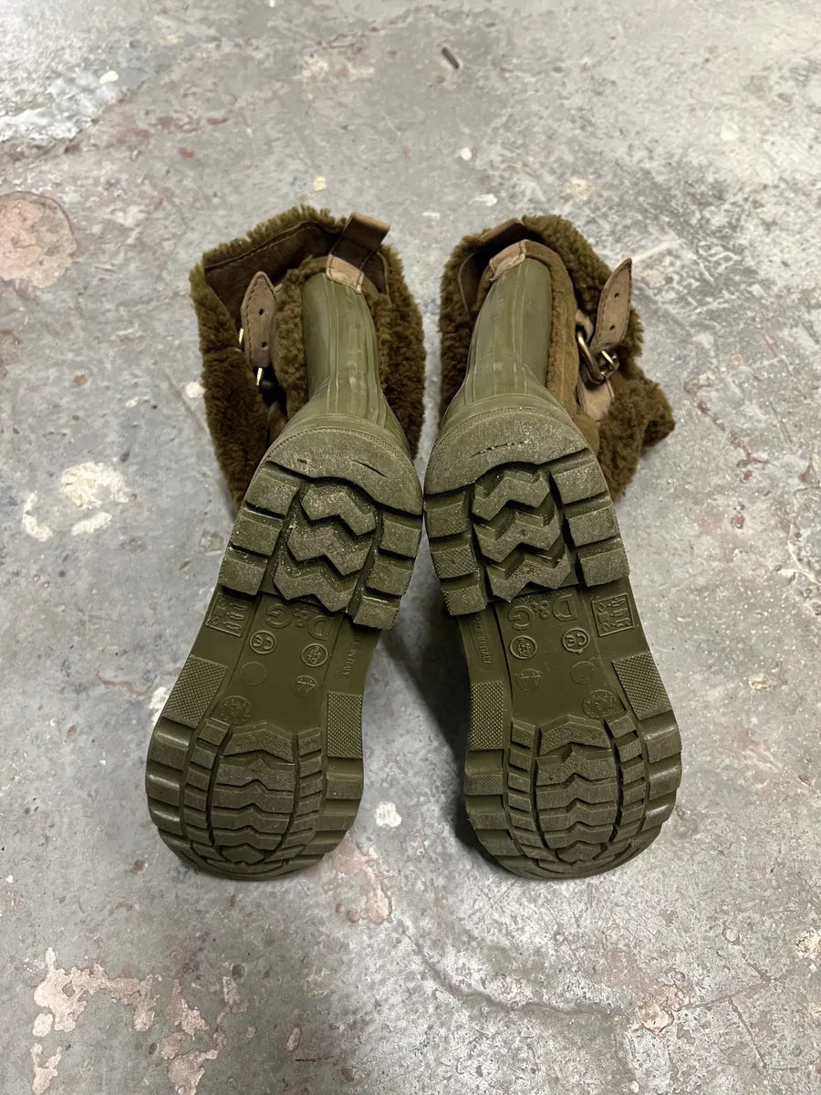 FW2008 Dolce & Gabbana Olive Green Shearling Leather Boots (44.5eu/us10.5) 3