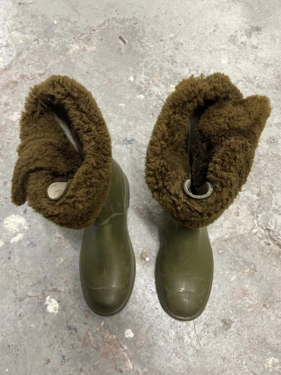 FW2008 Dolce & Gabbana Olive Green Shearling Leather Boots (44.5eu/us10.5) 4
