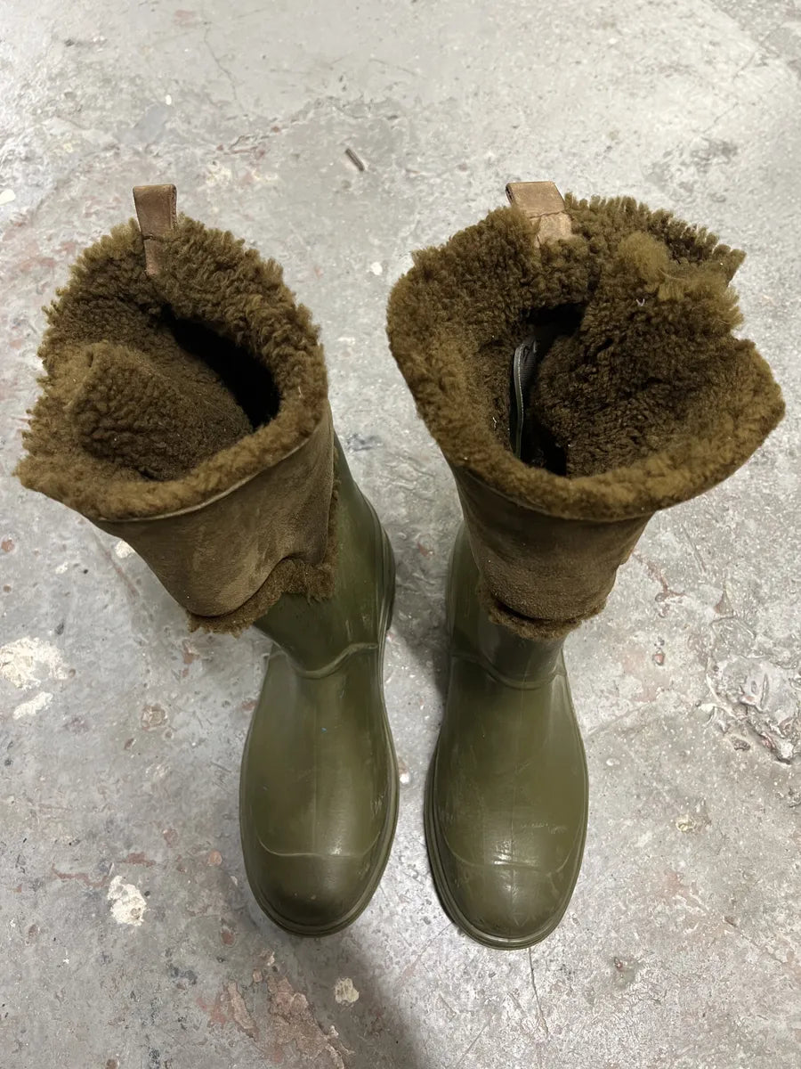 FW2008 Dolce & Gabbana Olive Green Shearling Leather Boots (44.5eu/us10.5) 5
