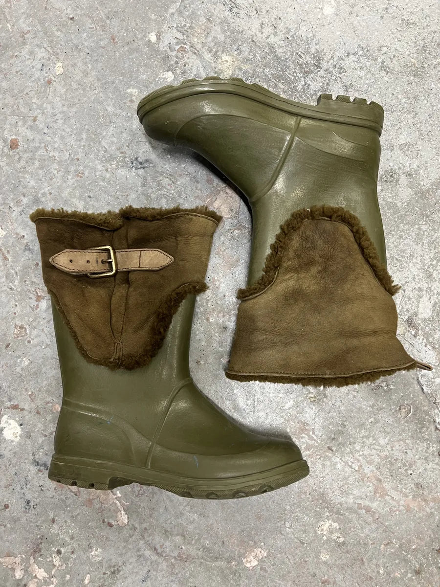 FW2008 Dolce & Gabbana Olive Green Shearling Leather Boots (44.5eu/us10.5) 6