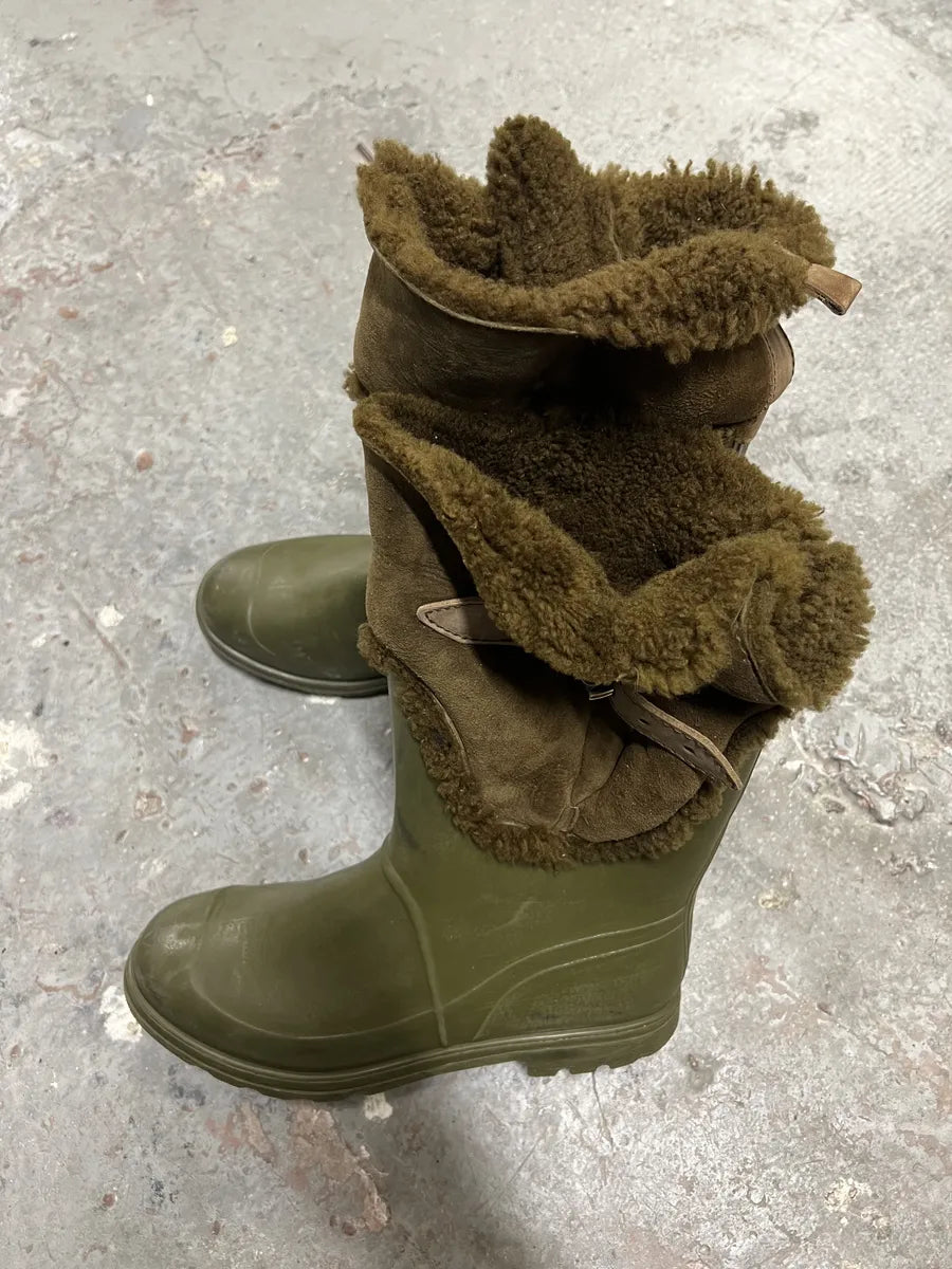 FW2008 Dolce & Gabbana Olive Green Shearling Leather Boots (44.5eu/us10.5) 9