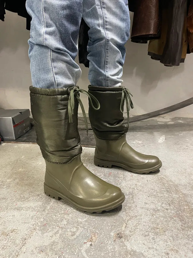 FW2008 Dolce & Gabbana Olive Puffer Wallies Boots xRsrgOe 1