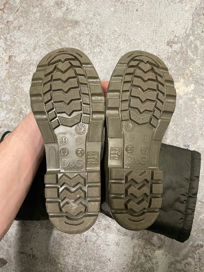 FW2008 Dolce & Gabbana Olive Puffer Wallies Boots (41eu/us8) 8