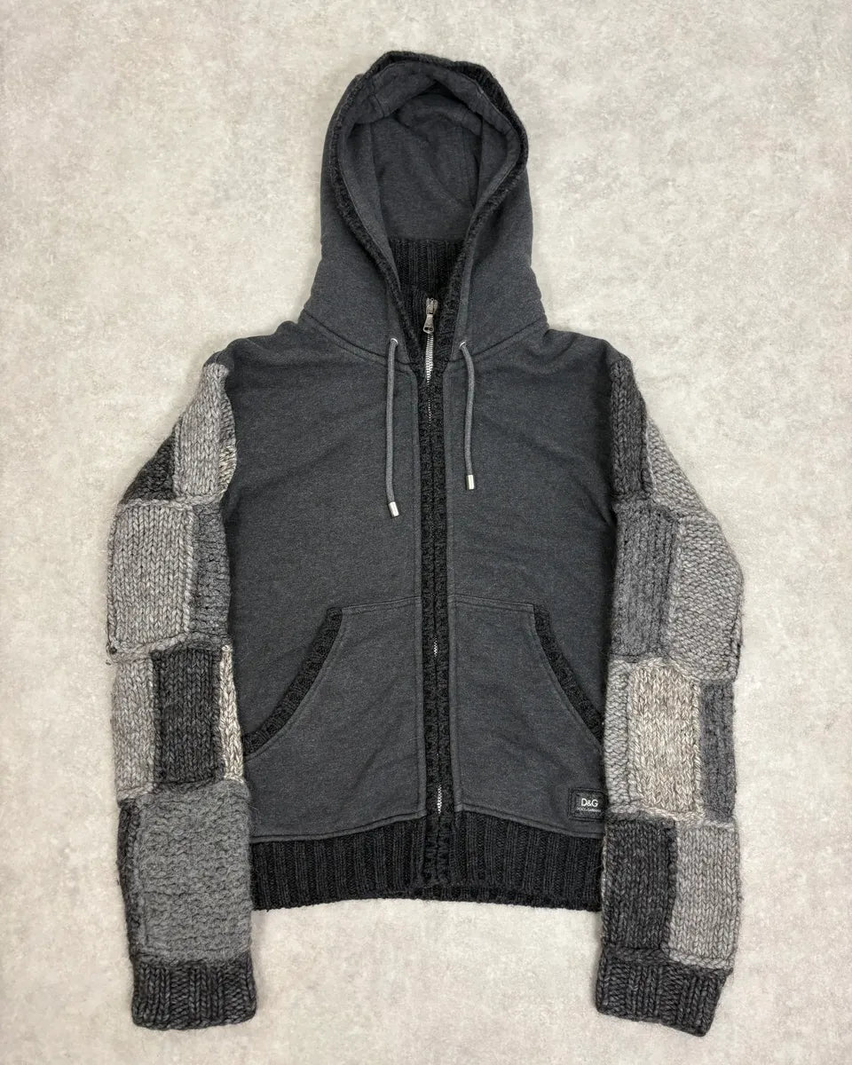 FW2008 Dolce & Gabbana Patchwork Wool Zip-Up Hoodie UZfJjZb 0