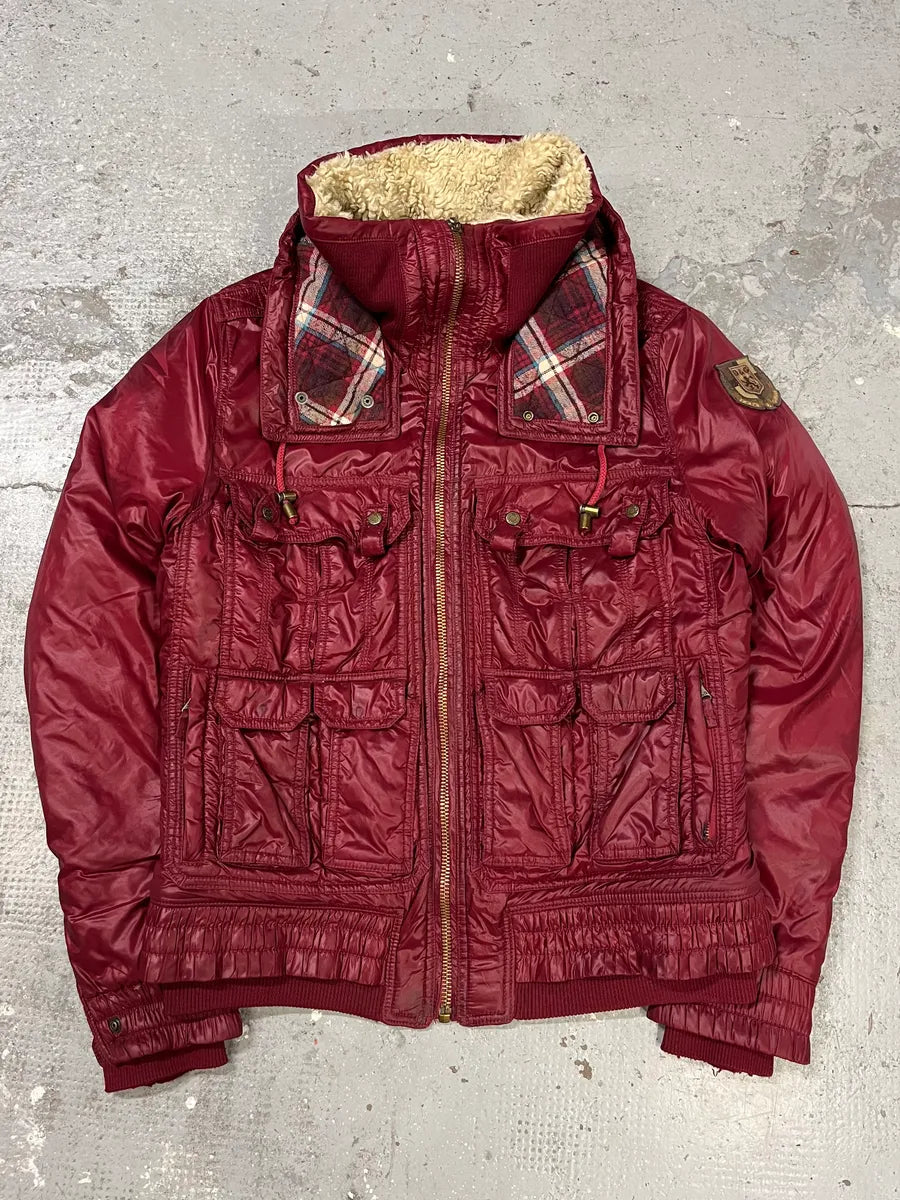 FW2008 Dolce & Gabbana Wine Burgundy Utility Cargo Puffer Jacket (M/L) JbPusqE 0