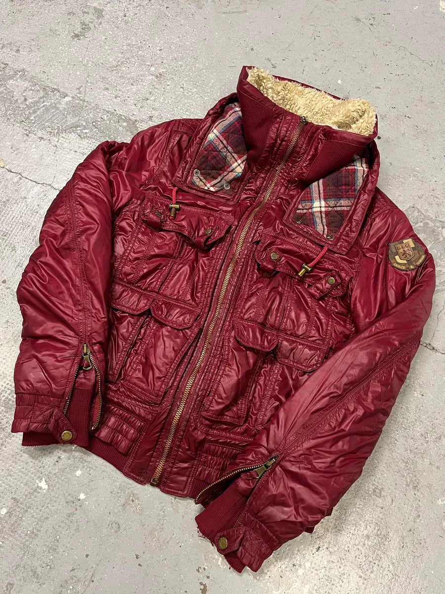 FW2008 Dolce & Gabbana Wine Burgundy Utility Cargo Puffer Jacket (M/L) JbPusqE 3