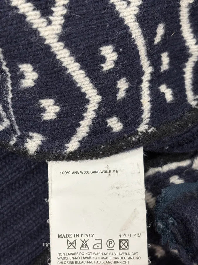 FW2008 Dsquared2 Navy & White Wool Geometric Knit Zip-up Sweater wAeUUNw 10