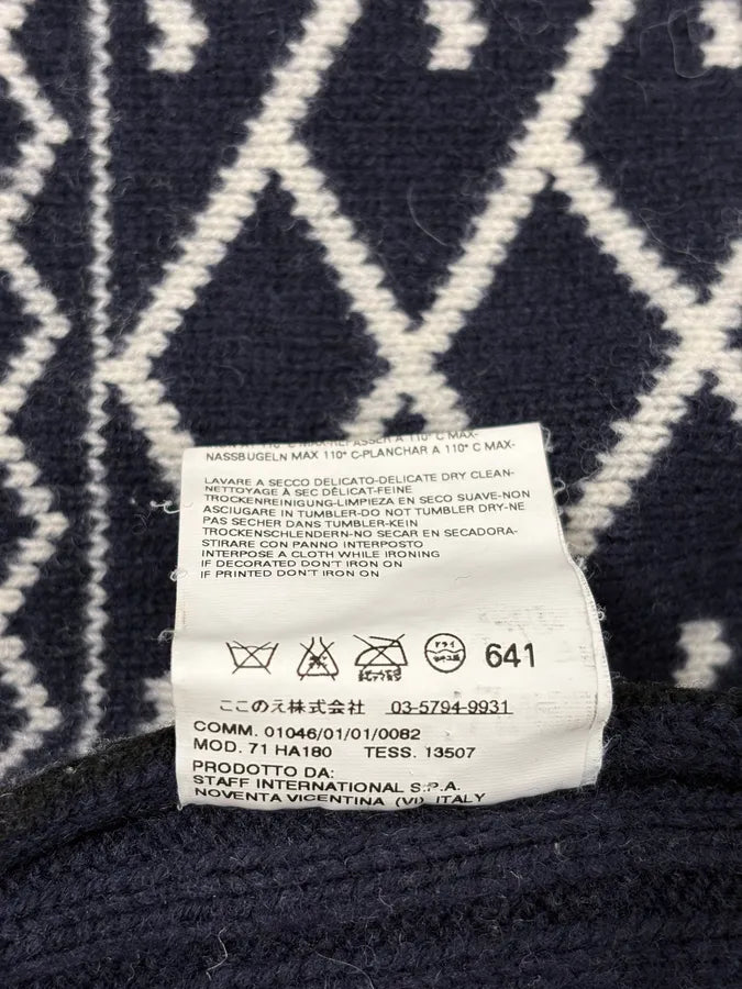 FW2008 Dsquared2 Navy & White Wool Geometric Knit Zip-up Sweater wAeUUNw 11