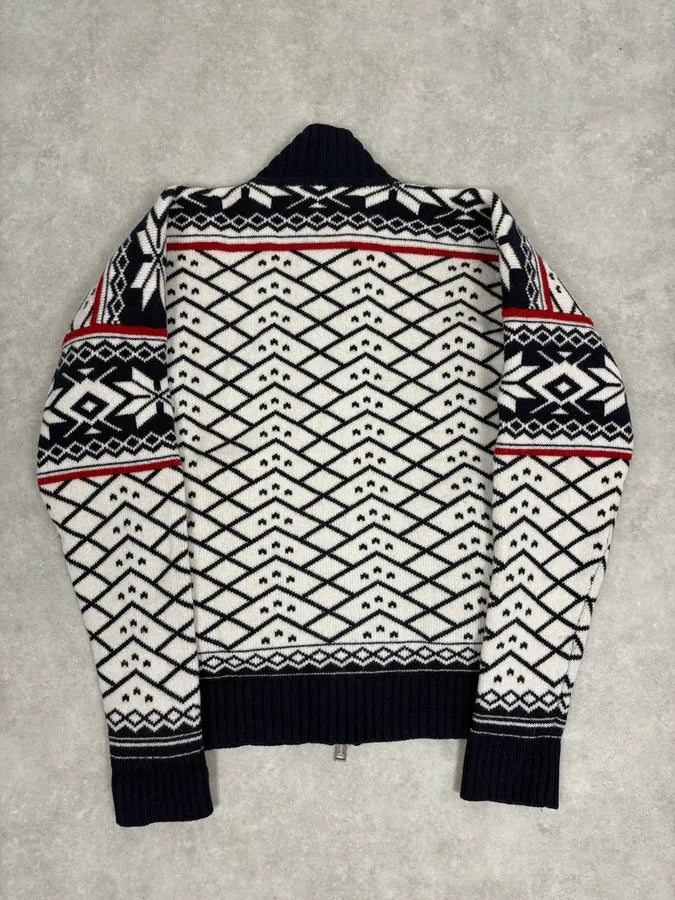 FW2008 Dsquared2 Navy & White Wool Geometric Knit Zip-up Sweater wAeUUNw 5