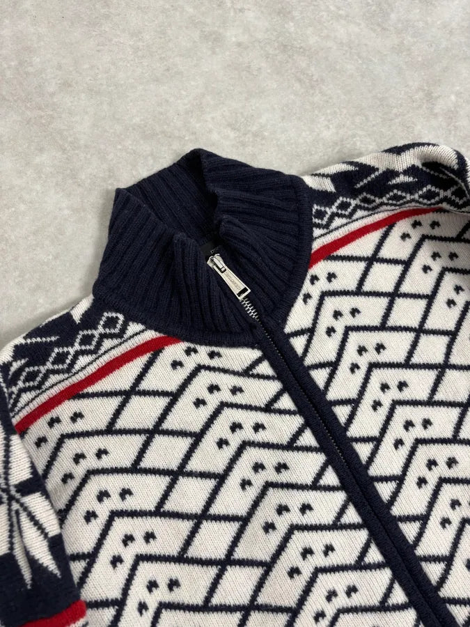 FW2008 Dsquared2 Navy & White Wool Geometric Knit Zip-up Sweater wAeUUNw 4