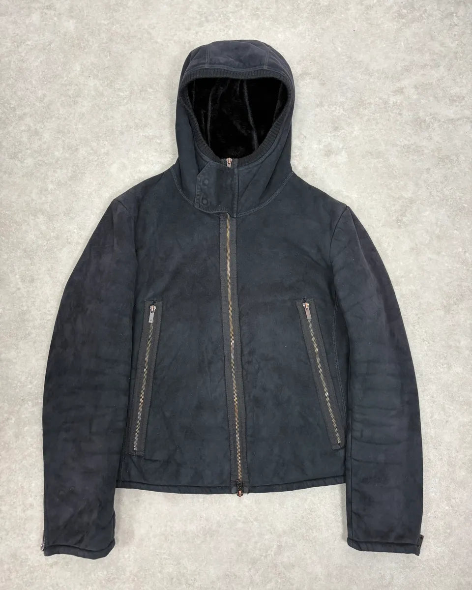 FW2008 Emporio Armani Navy Shearling Jacket MnqxUbH 0