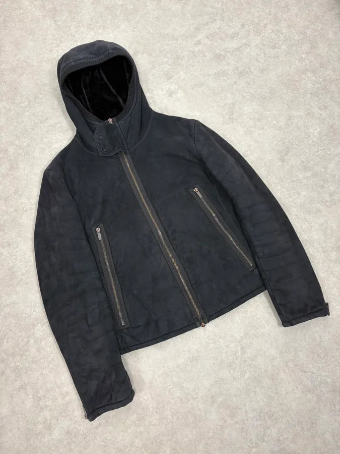 FW2008 Emporio Armani Navy Shearling Jacket MnqxUbH 3