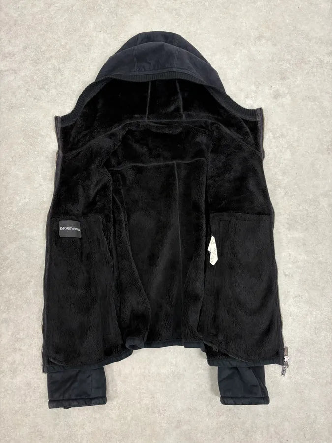 FW2008 Emporio Armani Navy Shearling Jacket MnqxUbH 6