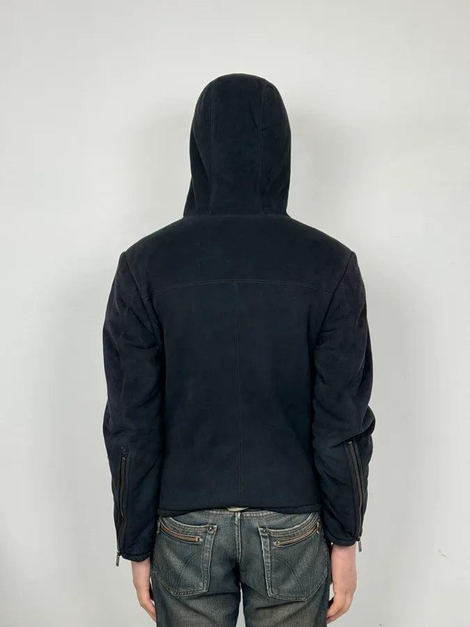 FW2008 Emporio Armani Navy Shearling Jacket MnqxUbH 2