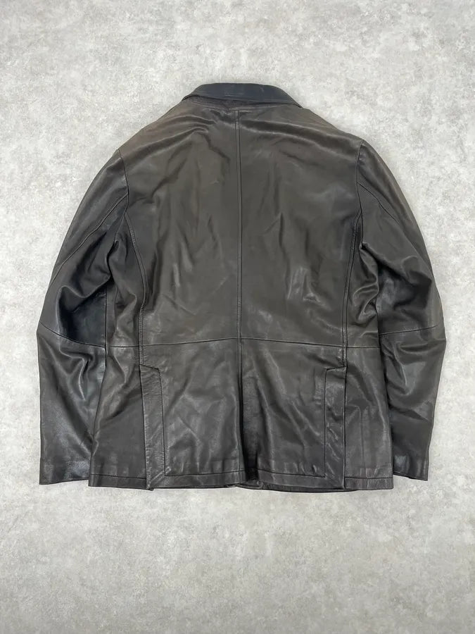 FW2008 Emporio Armani Faded Brown Leather Blazer Jacket ULXbpuh 5