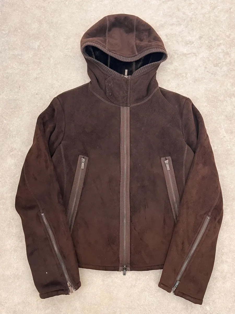 FW2008 Emporio Armani Faux Shearling Brown Hooded Jacket GmJAEPW 0
