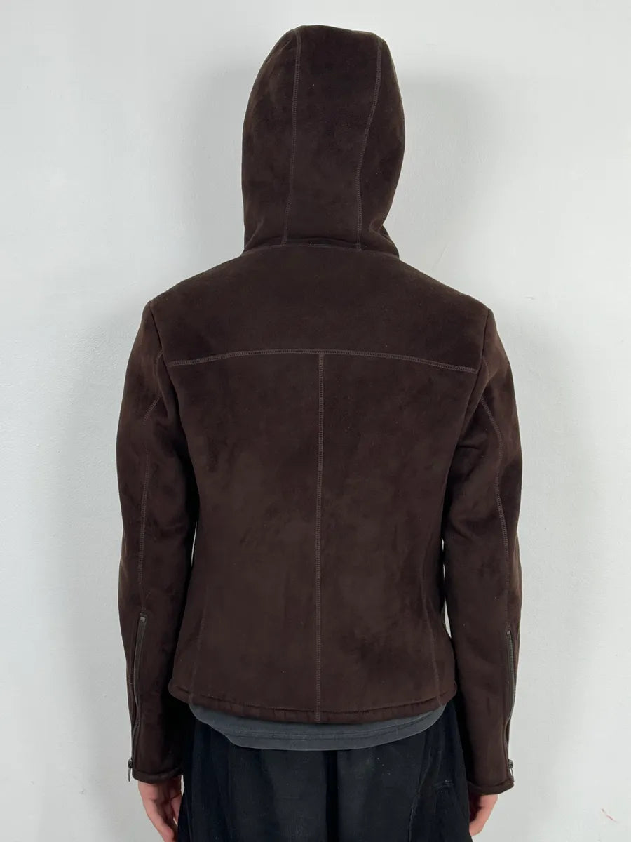 FW2008 Emporio Armani Faux Shearling Brown Hooded Jacket GmJAEPW 2