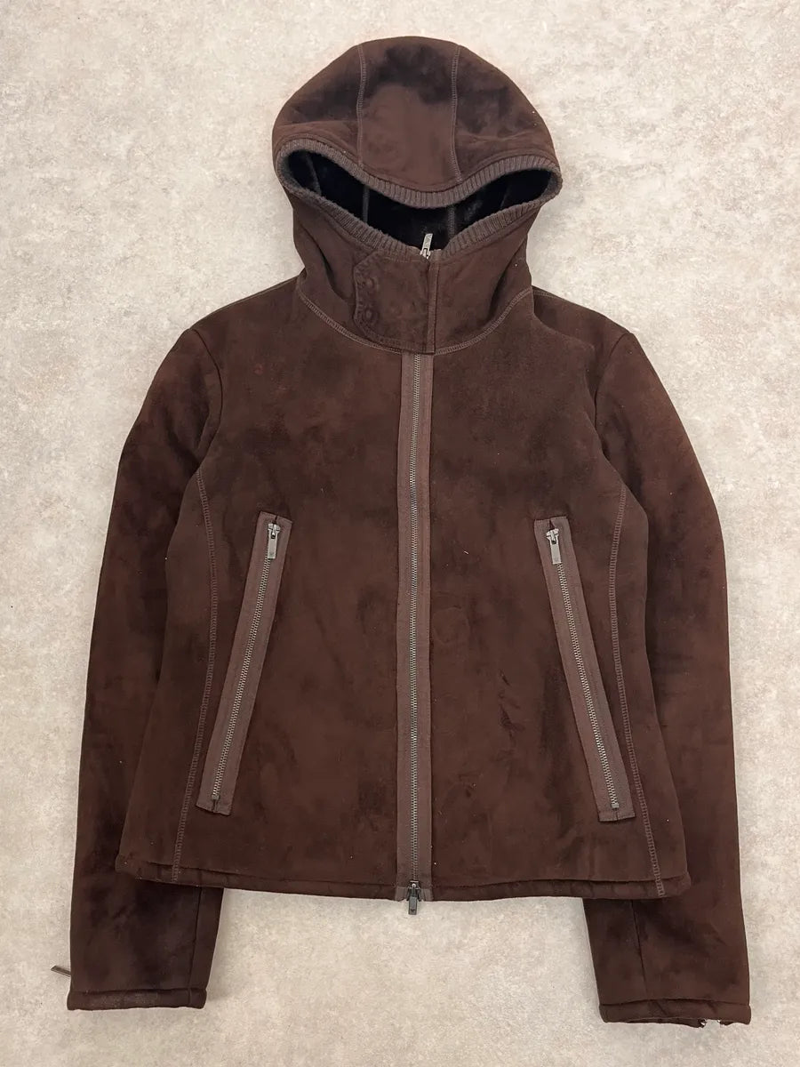 FW2008 Emporio Armani Faux Shearling Brown Hooded Jacket GmJAEPW 3