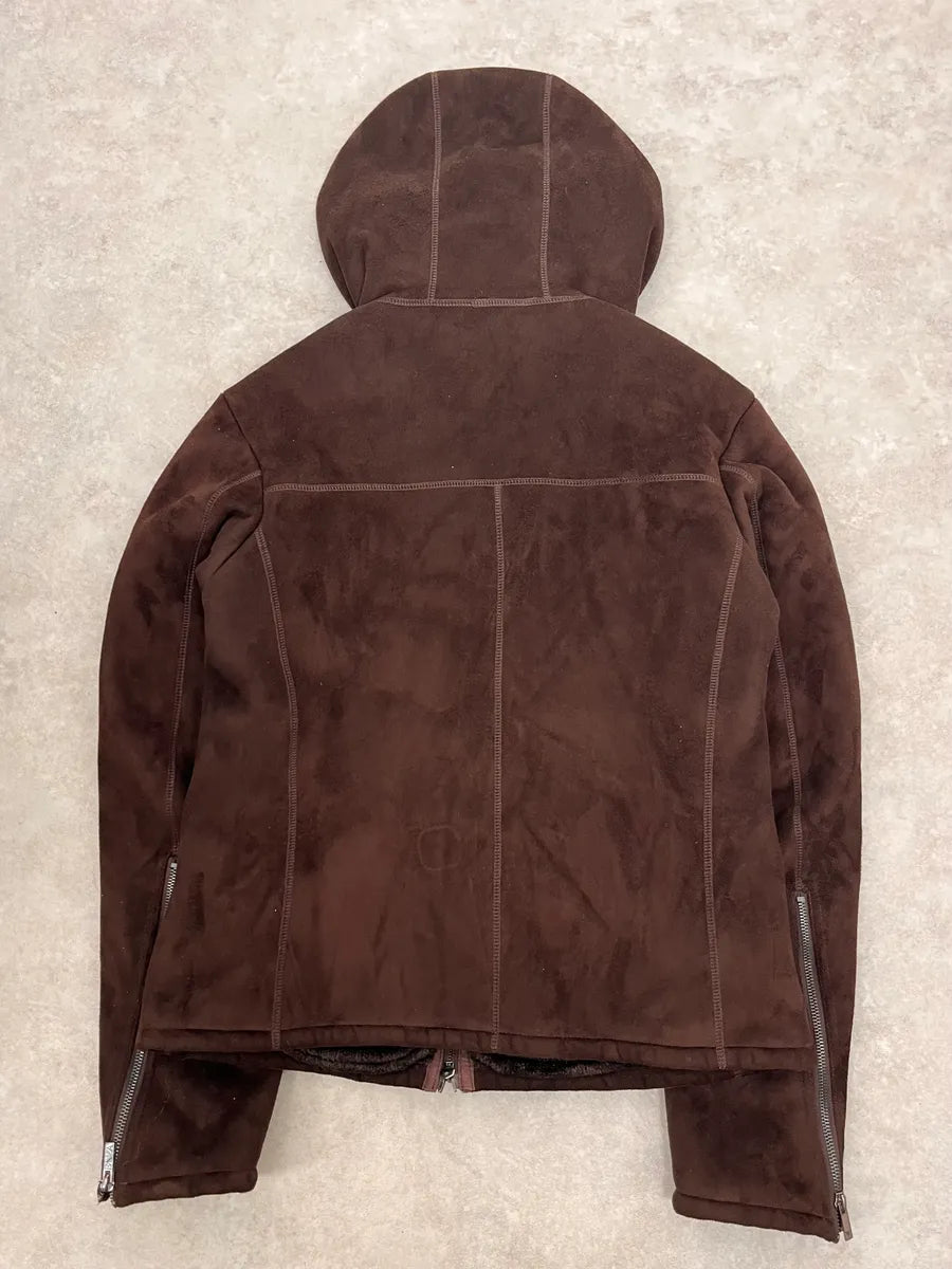 FW2008 Emporio Armani Faux Shearling Brown Hooded Jacket GmJAEPW 6