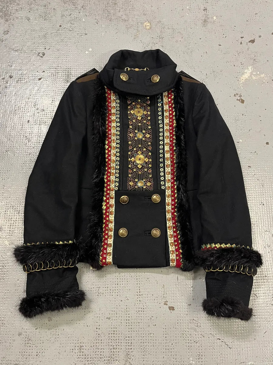 FW2008 Gucci Black Wool Officer Embroidered Jacket by Frida Giannini pVzmYBO 0