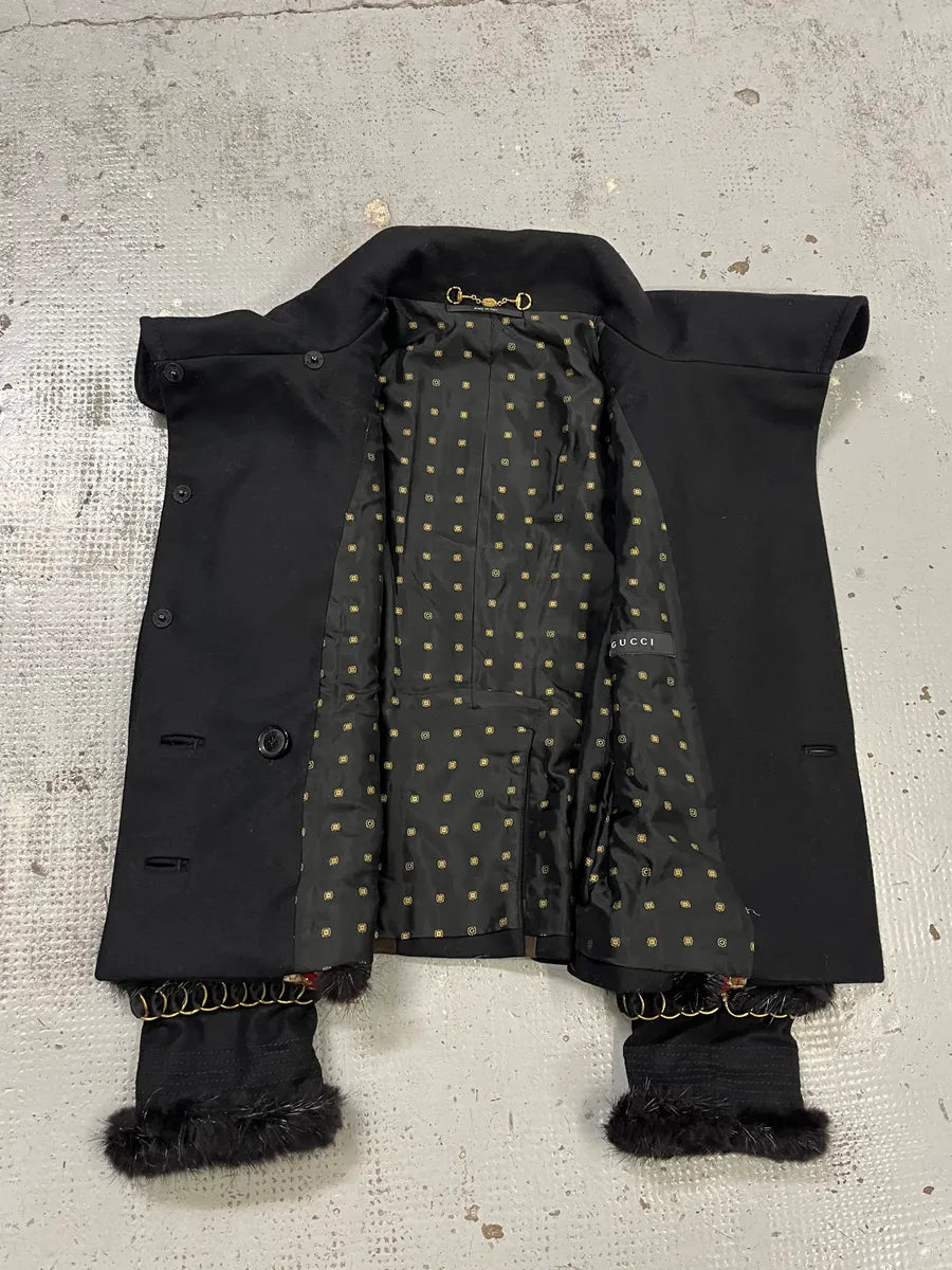 FW2008 Gucci Black Wool Officer Embroidered Jacket by Frida Giannini pVzmYBO 10