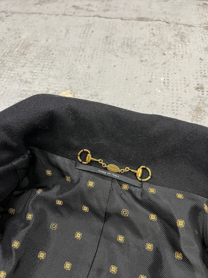 FW2008 Gucci Black Wool Officer Embroidered Jacket by Frida Giannini pVzmYBO 11