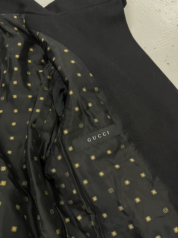FW2008 Gucci Black Wool Officer Embroidered Jacket by Frida Giannini pVzmYBO 12