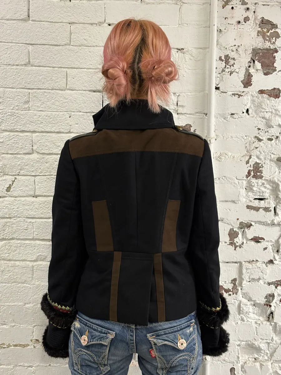 FW2008 Gucci Black Wool Officer Embroidered Jacket by Frida Giannini pVzmYBO 3