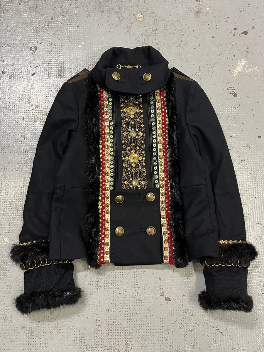 FW2008 Gucci Black Wool Officer Embroidered Jacket by Frida Giannini pVzmYBO 4