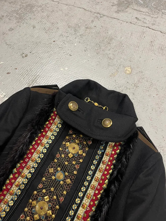 FW2008 Gucci Black Wool Officer Embroidered Jacket by Frida Giannini pVzmYBO 5