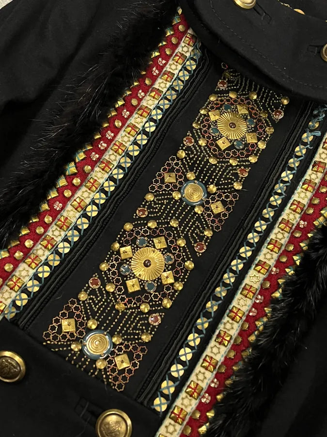 FW2008 Gucci Black Wool Officer Embroidered Jacket by Frida Giannini pVzmYBO 7