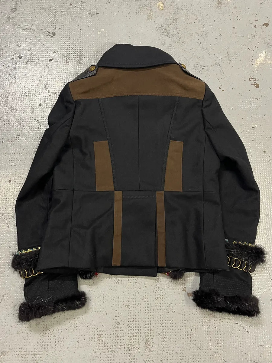 FW2008 Gucci Black Wool Officer Embroidered Jacket by Frida Giannini pVzmYBO 8