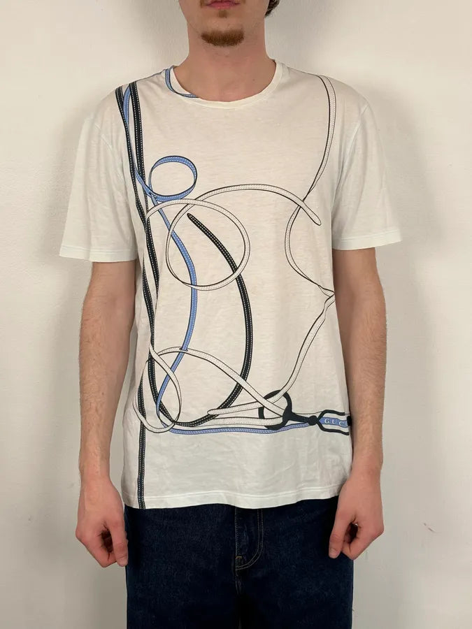 SS2008 Gucci White Cotton Graphic Print T-Shirt ImqMDzE 1