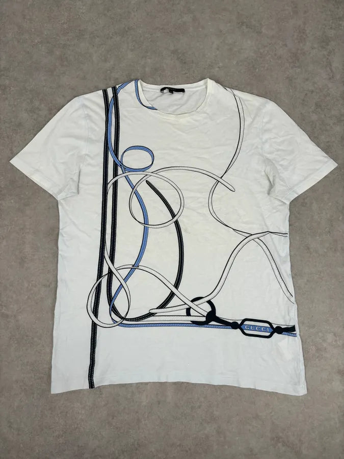 SS2008 Gucci White Cotton Graphic Print T-Shirt ImqMDzE 0