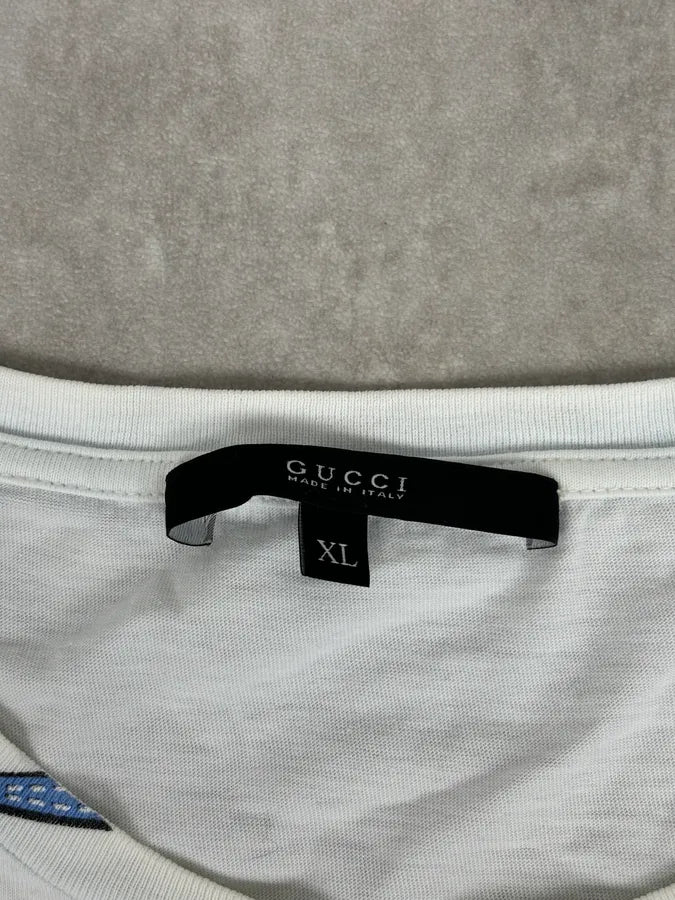 SS2008 Gucci White Cotton Graphic Print T-Shirt ImqMDzE 8
